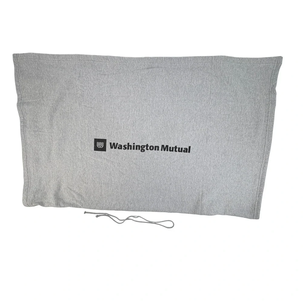 Vintage Washington Mutual‎ Fleece Stadium Blanket Gray Heather Drawstring WaMu